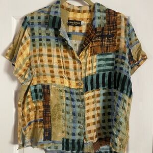 Jams World Multicolor Plaid Shirt with Blue and Gold Accents